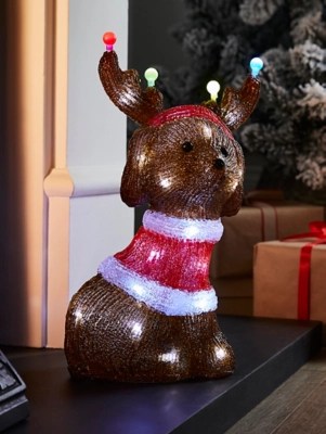 Acrylic LightUp Dog Christmas Decoration Christmas at ASDA