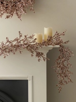 Christmas Rose GoldTone Sparkle Garland Christmas at ASDA