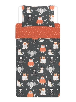 Halloween Cats Glow in the Dark Single Duvet Set Home at ASDA