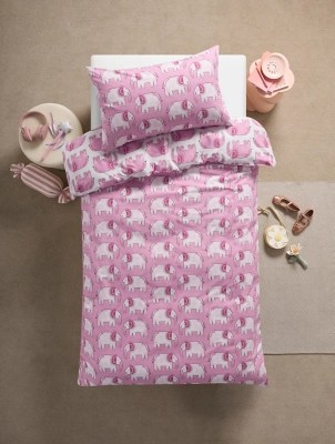 Pink Elephant Single Kids Duvet Set Home at ASDA
