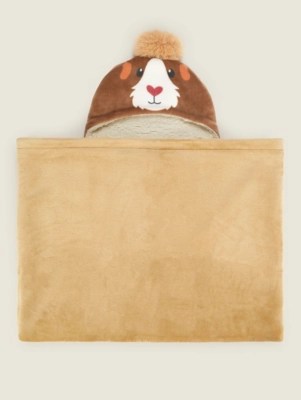 Guinea Pig Hooded Fleece Blanket Home at ASDA