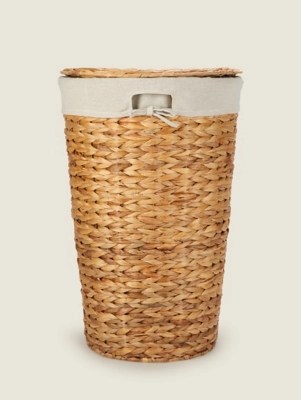 Natural Water Hyacinth Round Laundry Bin Home at ASDA