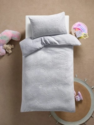 Grey Star Teddy Glow in the Dark Single Duvet Set Home at ASDA