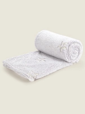 Grey Glow In The Dark Star Fleece Blanket Home at ASDA