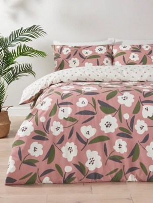 Pink Floral Abstract Soft Touch Duvet Set Home at ASDA