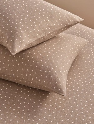 Stacey Solomon Natural Spot Print Brushed Cotton Pillowcase Pair Home