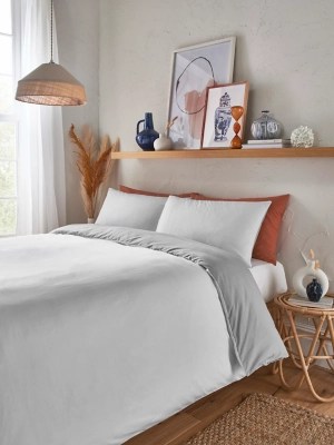 White Reversible Textured Duvet Set Home at ASDA