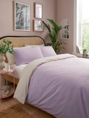 Lilac Reversible Textured Duvet Set Home at ASDA