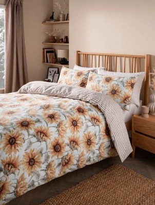Cream Autumn Sunflowers Duvet Set Home at ASDA