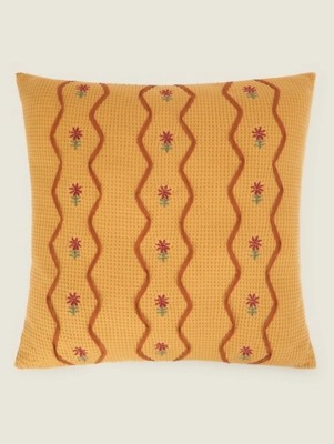 Knitted Chevron Floral Cushion Home at ASDA