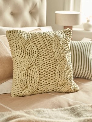 Stacey Natural Solomon Cable Knit Cushion Home at ASDA
