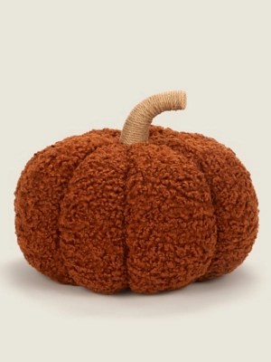 Brown 3D Shaped Boucle Pumpkin Cushion Home at ASDA