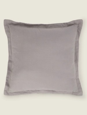 Grey Solid Dyed Cushion Home at ASDA