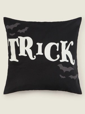 Black Reversible Trick or Treat Halloween Cushion Home at ASDA