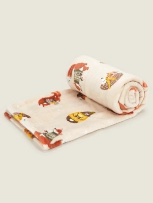 Natural Autumn Animals in Jumpers Super Soft Throw Home at ASDA
