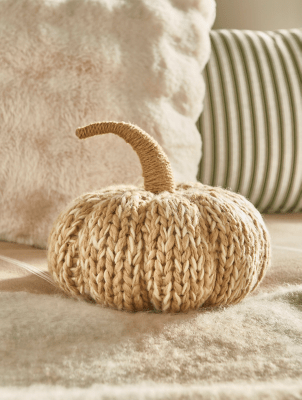 Stacey Solomon Natural Knitted PumpkinShaped Cushion Home