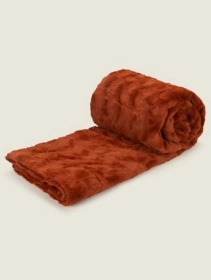 Rust Fur Throw Home at ASDA