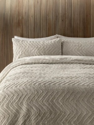 Natural Chevron Faux Fur Duvet Set Home at ASDA