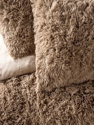Stacey Solomon Taupe Shaggy Faux Fur Duvet Set Home at ASDA