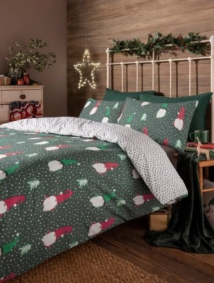 Green Christmas Gonks Duvet Set Home at ASDA