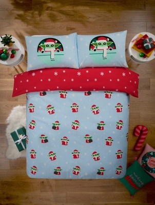 Disney Christmas Yoda Blue Duvet Set Home at ASDA