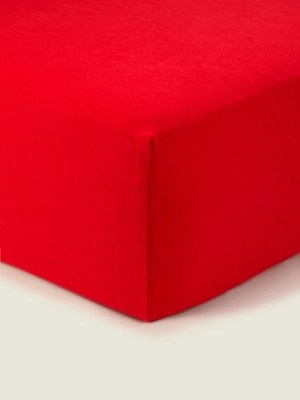 Red Brushed Cotton Fitted Sheet Home at ASDA