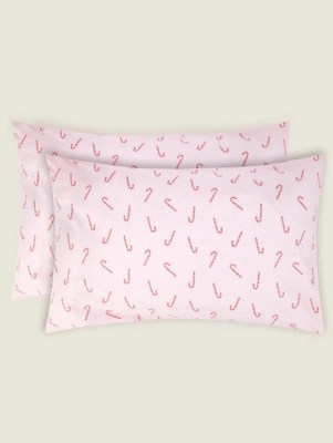 Pink Christmas Candy Cane Pillowcase Pair Home at ASDA