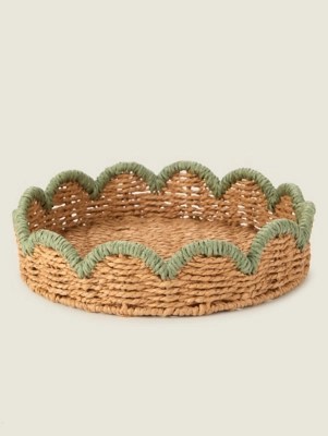 Green Round Scalloped Tray Home at ASDA