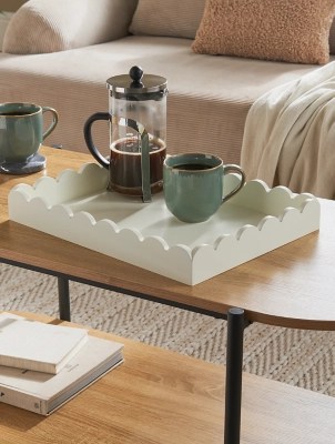 White Wooden Tray Home at ASDA