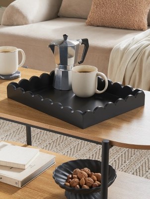 Black Wooden Tray Home at ASDA