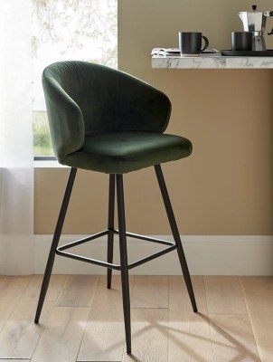 Green Velvet Bar Stool Home at ASDA