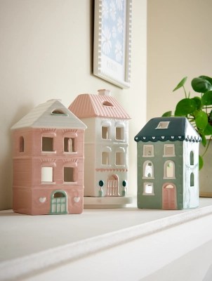 Parisian Breakfast House Tealight Holders Set of 3 Home at