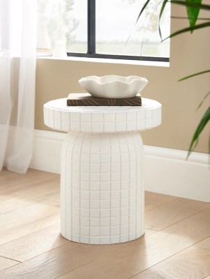 White Tile Side Table Home at ASDA