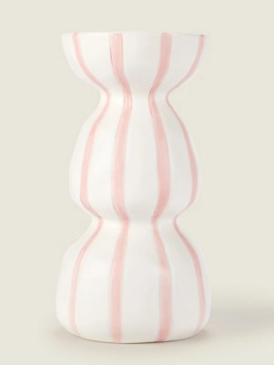 Pink Striped Vase Home at ASDA