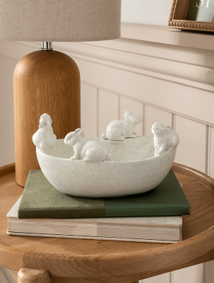 Stacey Solomon White Bunny Moss Bowl Home at ASDA