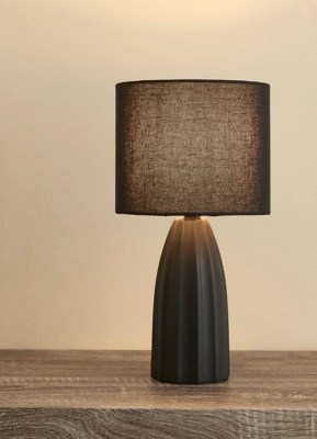 Black Faux Linen Shade Ceramic Table Lamp Home at ASDA