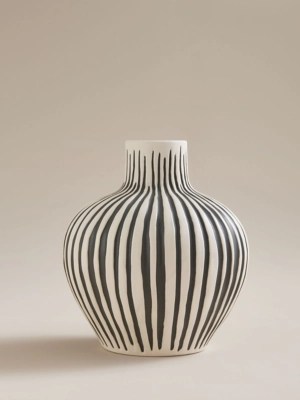 Black & White Striped Vase Home at ASDA