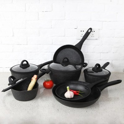 Black Marble Effect Soft Grip Pans Set of 7 Home at ASDA