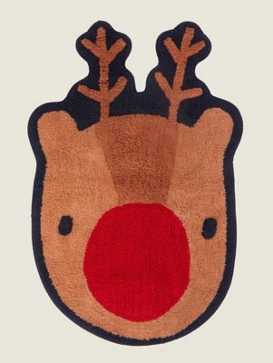Brown Reindeer Christmas Bath Mat Home at ASDA