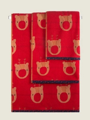Red Christmas Reindeer Towel Home at ASDA