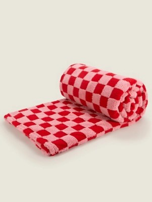 Red & Pink Embossed Checkerboard Throw Home at ASDA