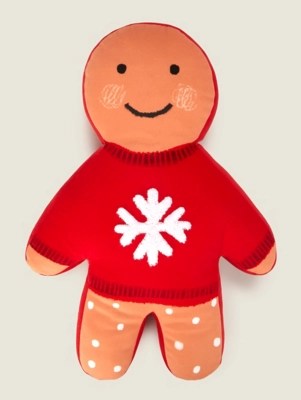 Gingerbread Man Shaped Cushion Home at ASDA