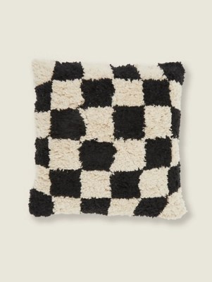 Black Tufted Checkerboard Cushion Home at ASDA