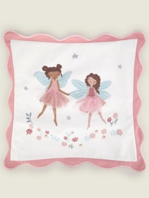 Pink Fairy Ballerina Textured Cushion Home at ASDA