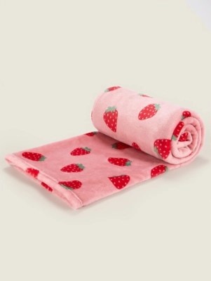 Red Strawberry Fleece Blanket Home at ASDA