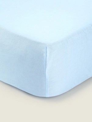 Blue Cotton Fitted Sheet Home at ASDA