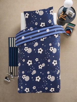 Blue Football Microfibre Reversible Duvet Set Home at ASDA