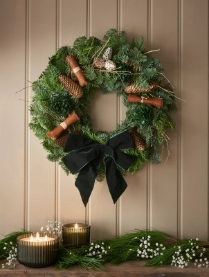 Fresh Flowers Green Christmas Wreath Home at ASDA