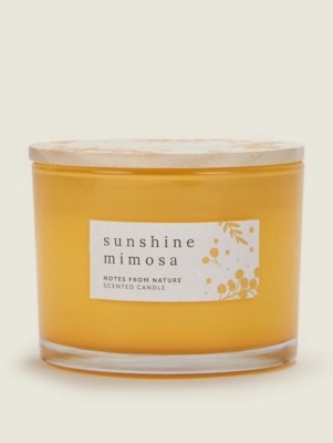 Yellow Sunshine Mimosa Wooden Lid Candle Home at ASDA