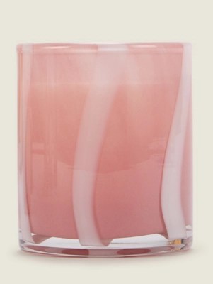 Pink Orchid Blossom Flower Striped Candle Home at ASDA